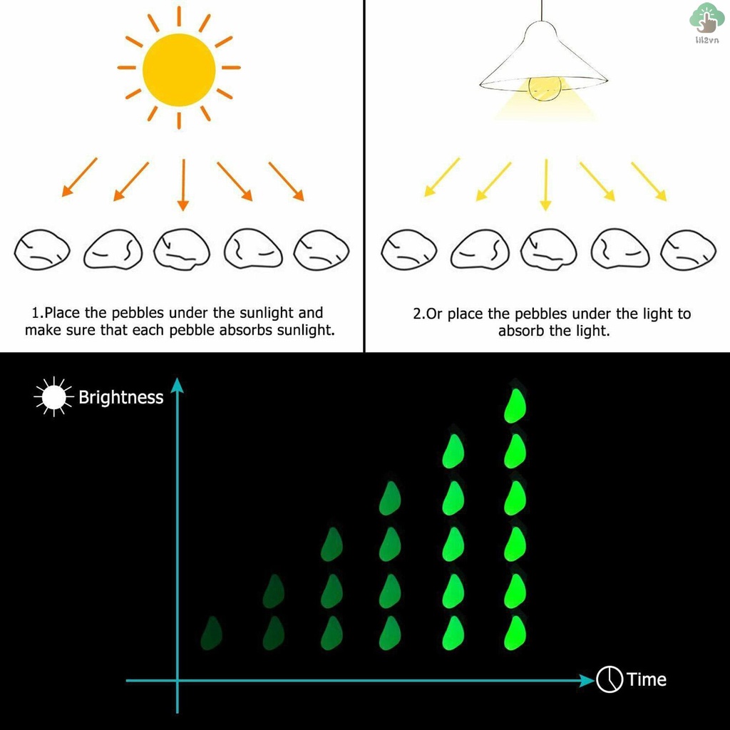 Hộp 300 Viên Đá Dạ Quang Trang Trí Sân Vườn