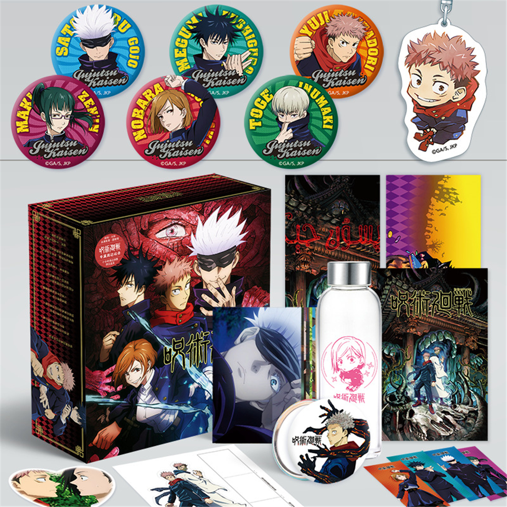 SWEETJOHN Brooch Ornaments Jujutsu Kaisen Gift Bag Bookmark Collection Toy Anime Jujutsu Kaisen Sticker With Postcard Poster Special Badge Sleeves Gift Set Lucky Gift Bag