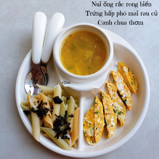 Khay ăn dặm chữ nhật 3 ngăn, hình tròn - Hàng nội địa Nhật