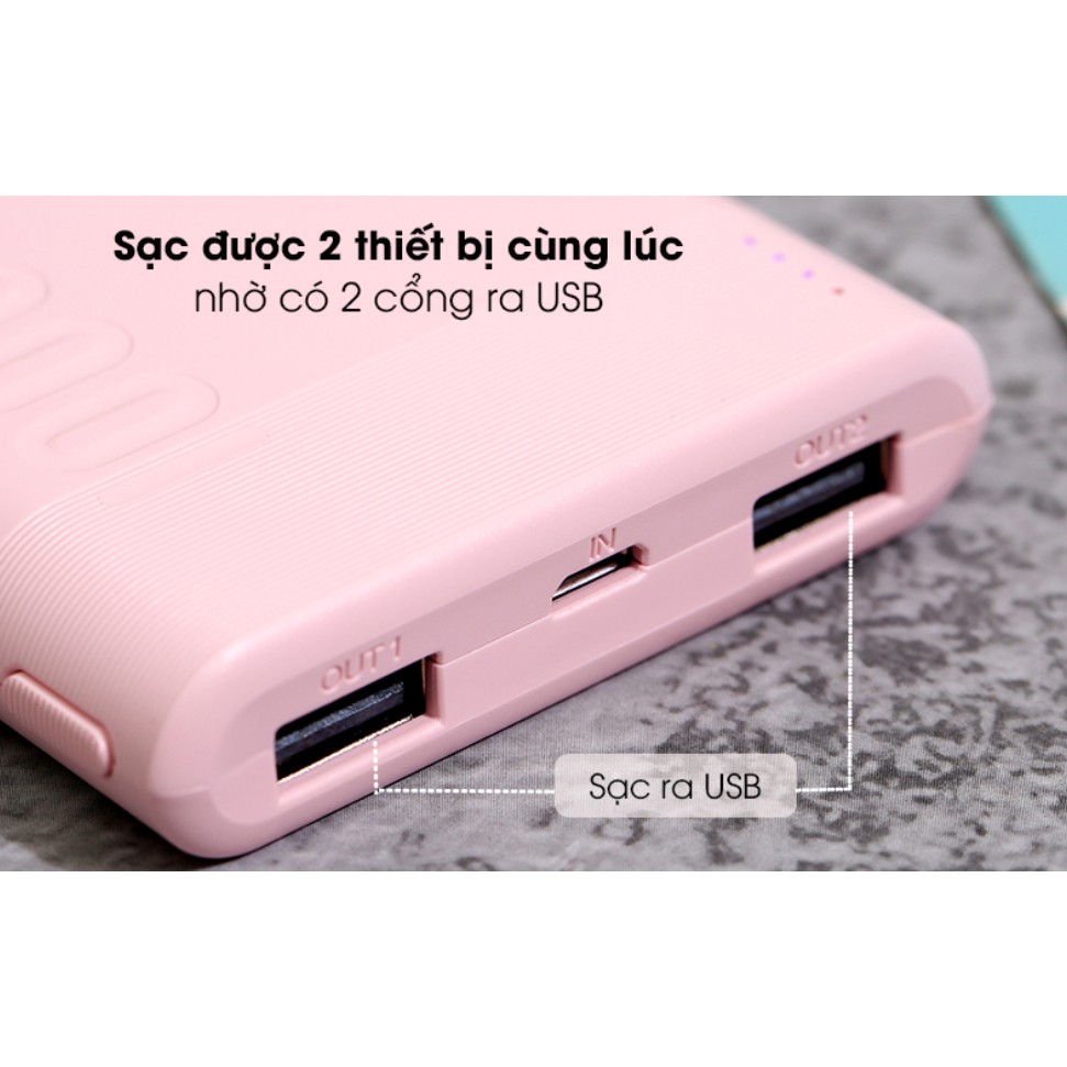 ️🔥CHÍNH HÃNG🔥 Pin sạc dự phòng Polymer 10.000mAh AVA PJ JP207 Hồng | ️💦Tặng kèm dây sạc Micro USB