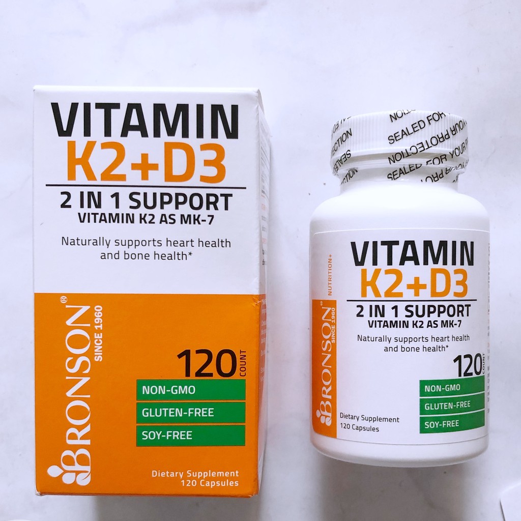 VITAMIN D3 K2 | Bronson Vitamin K2 + D3 nhập Mỹ | Tăng Đề Kháng - Chính Hãng