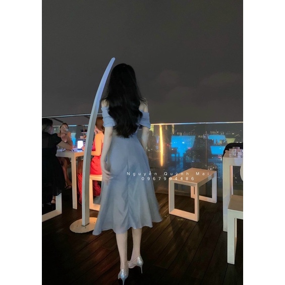 Váy trễ vai công chúa 2 màu đi tiệc siêu hot