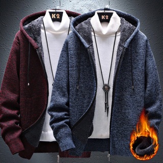 Áo Khoác Cardigan Len Lót Lông Dày Dặn Phong Cách Thanh Lịch