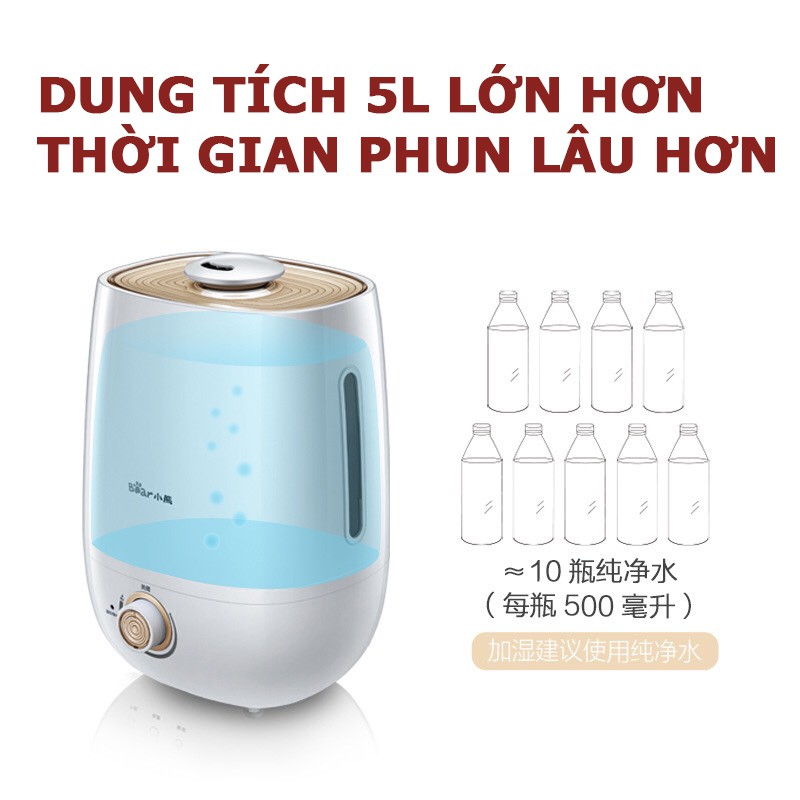 Máy phun sương tạo độ ẩm 5L Bear [Sẵn Hàng] Máy tạo ẩm không khí, khuếch tán tinh dầu