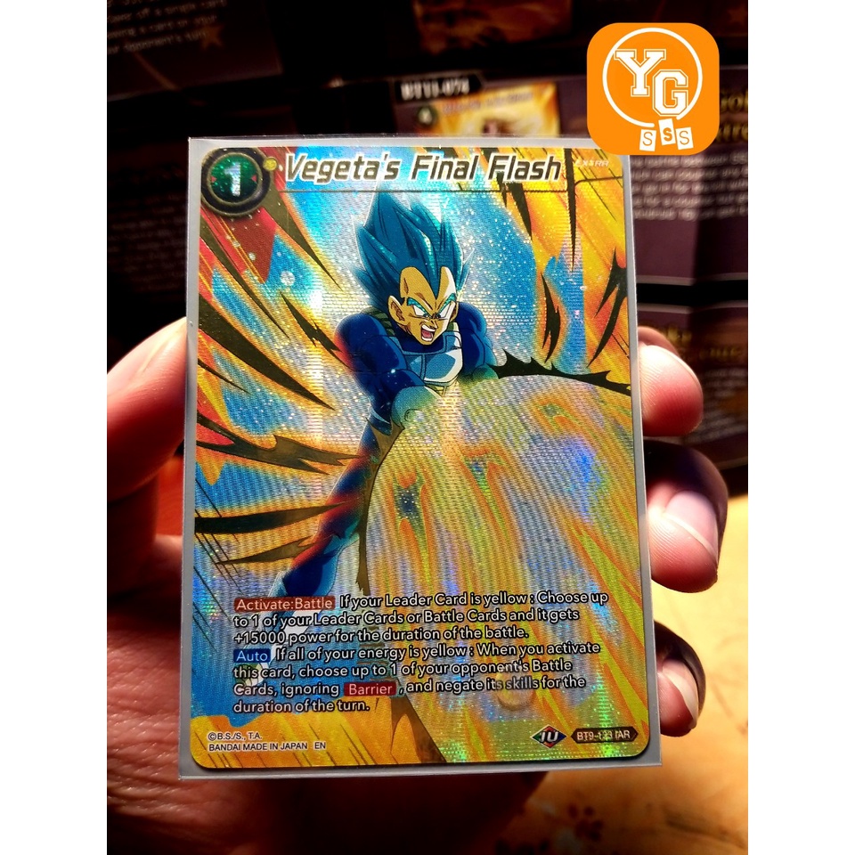 Thẻ bài Bandai chính hãng Vegeta's Final Flash - BT9-133 - Iconic Attack Rare Foil