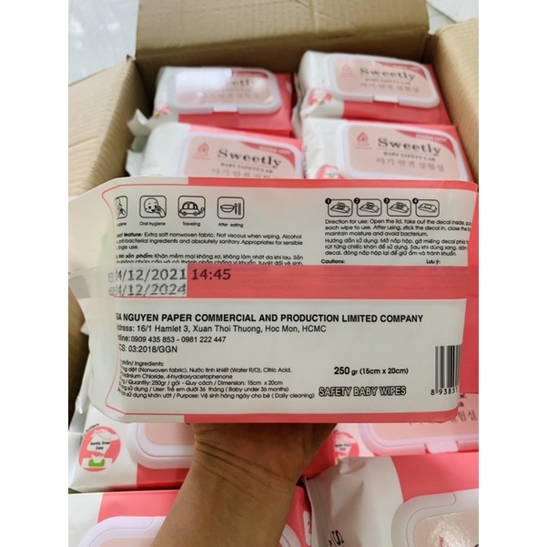 Khăn ướt Hàn Quốc Sweetly không mùi 60 miếng