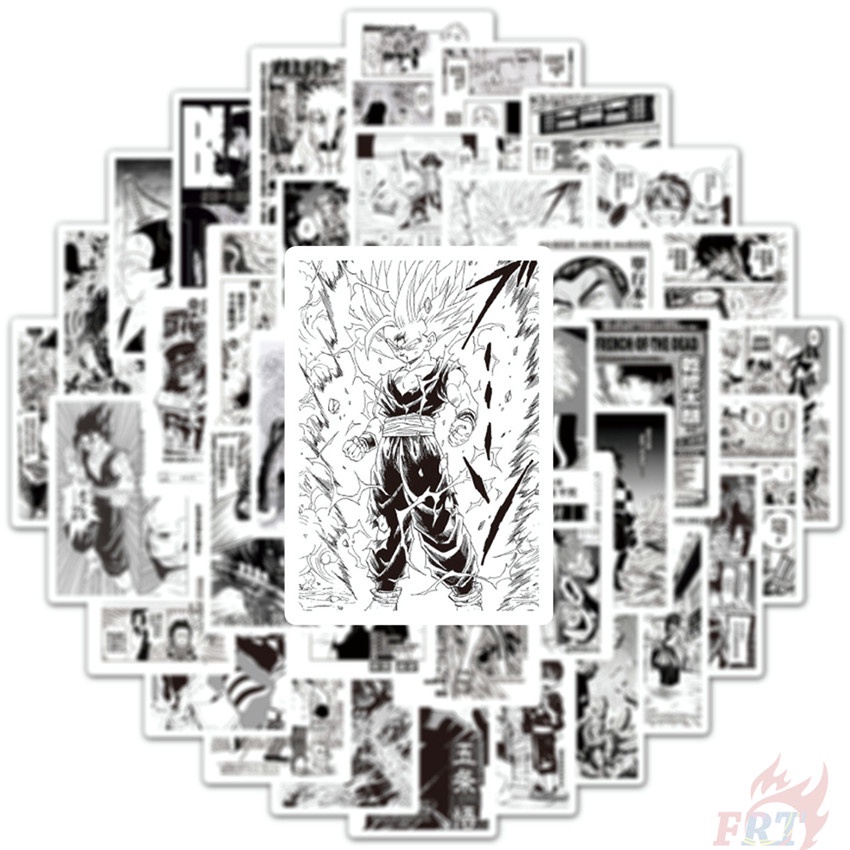 Set 50 hình dán mini hỗn hợp hoạt hình anime trắng đen cổ điển Shōnen Manga Series 03 chống nước tự làm thời trang