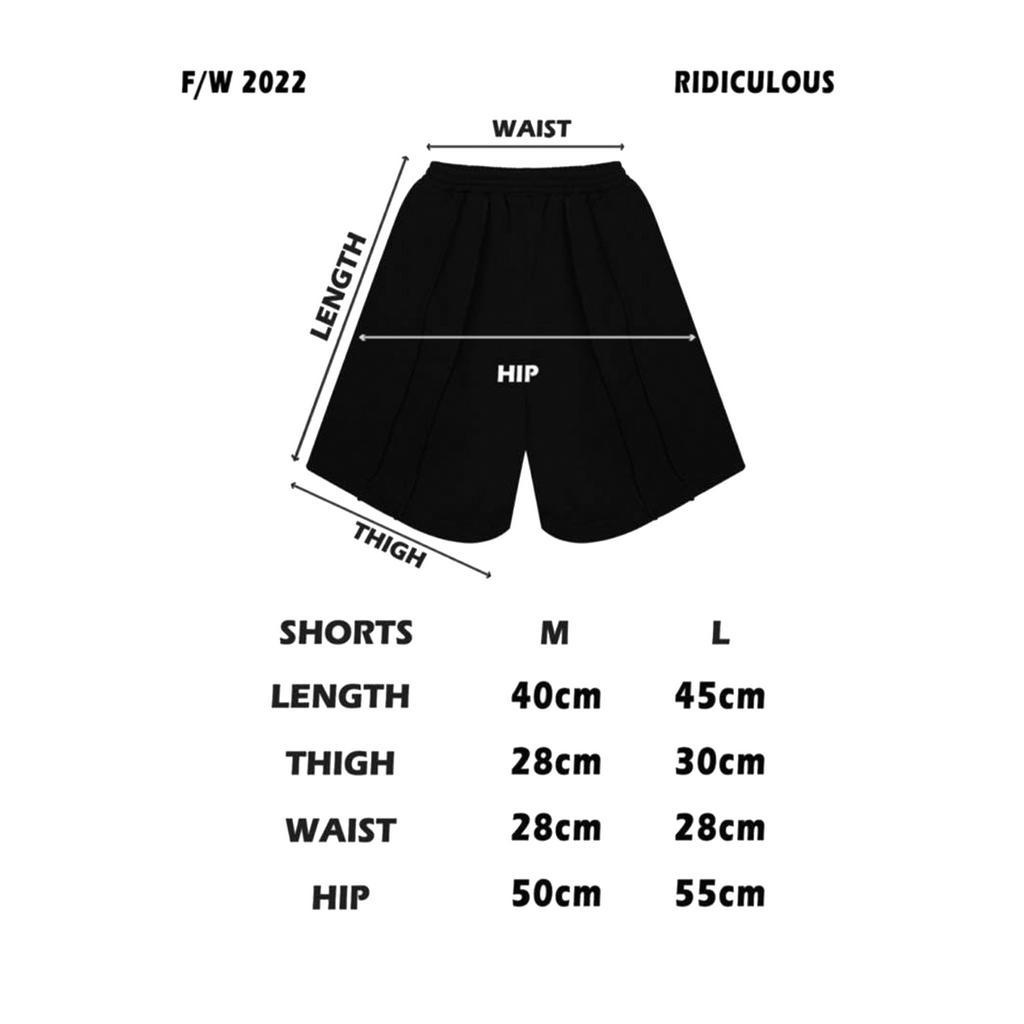 Quần short RIDICULOUS - SHORT PUNK KREAM WHITE, BLACK CANDY, Nỉ cua 100% cotton
