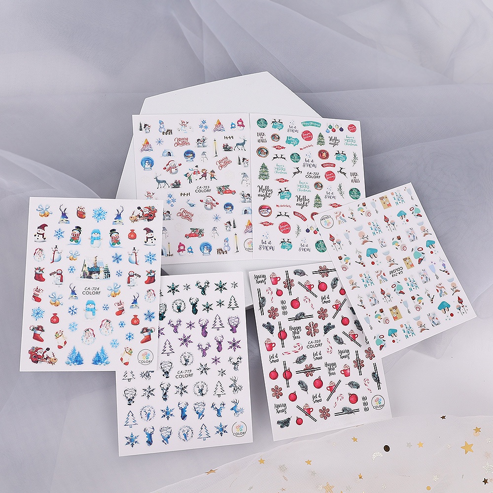 [Hàng mới về] Miếng dán trang trí móng hình bông tuyết hoạt hình 3d