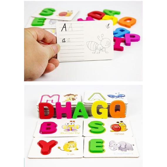 ĐỒ CHƠI FLASH CARD GỖ HỌC CHỮ CÁI TIẾNG ANH