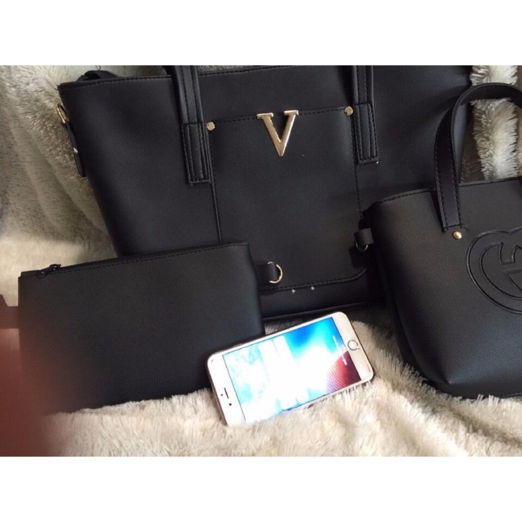 Bộ ba túi xách lassic bag Hàn Quốc  (Đen)