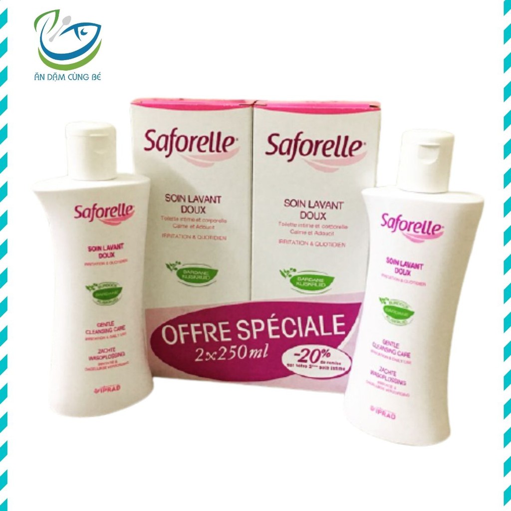 Dung dịch nước rửa vệ sinh phụ nữ bà bầu Saforelle Pháp 250ml dịu nhẹ dưỡng ẩm cho da nhạy cảm chính hãng 41177