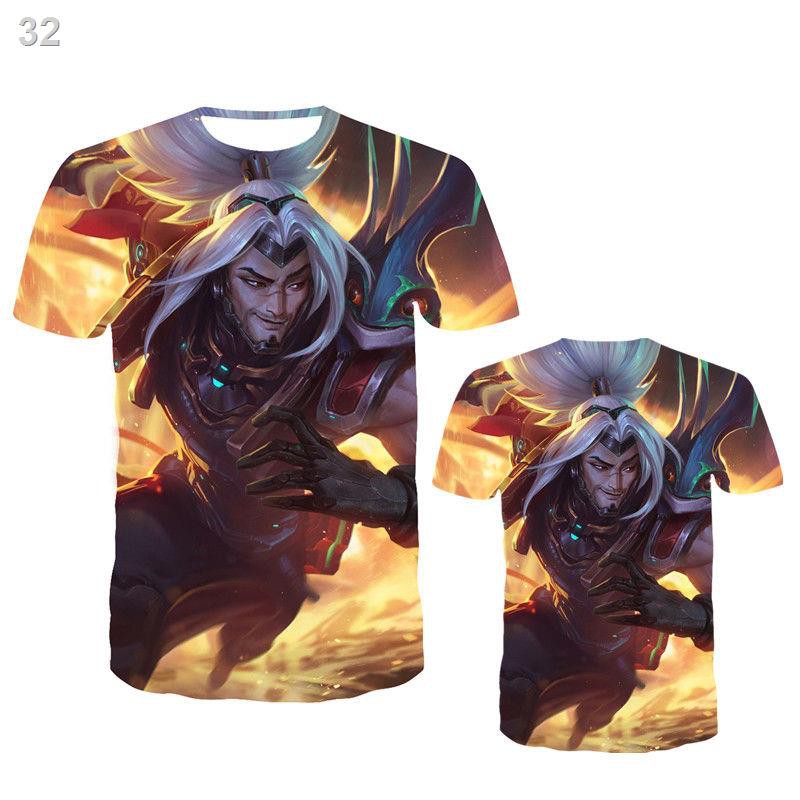 2League of Legends T-shirt mùa hè nam giản dị in 3D tay ngắn sinh viên thanh niên trò chơi lol bộ đồ đội ký túc x