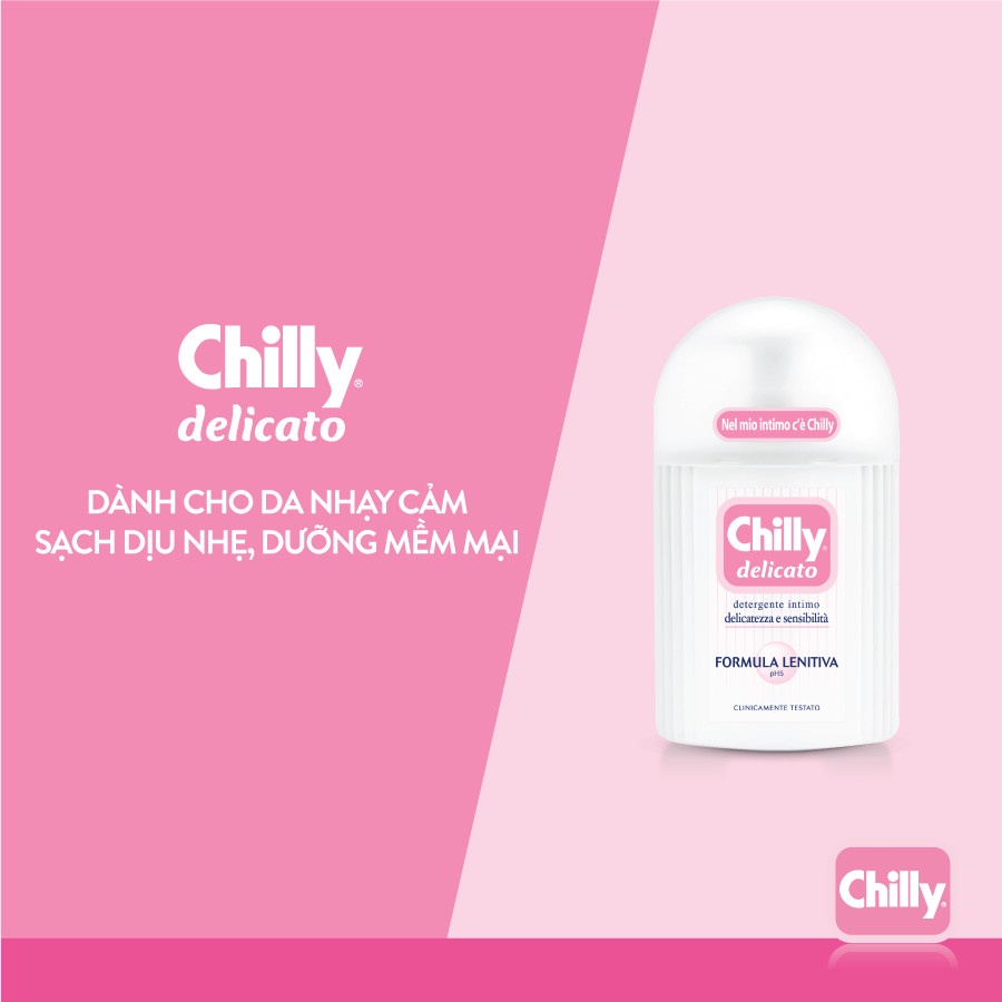 Combo 2 Dung dịch vệ sinh phụ nữ Chilly Gel + Delicato dưỡng ẩm, chiết xuất bạc hà se se lạnh, chai 200ml x 2