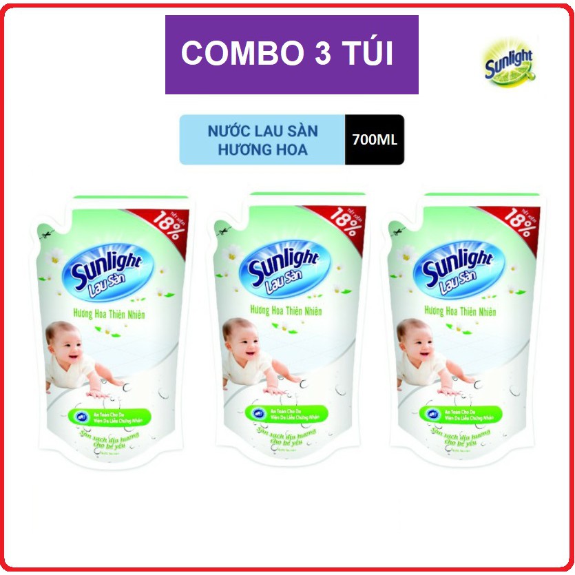 Combo 3 Túi Sunlight Lau sàn Thiên Nhiên 700g ( 3 x 700g = 2.1Kg )