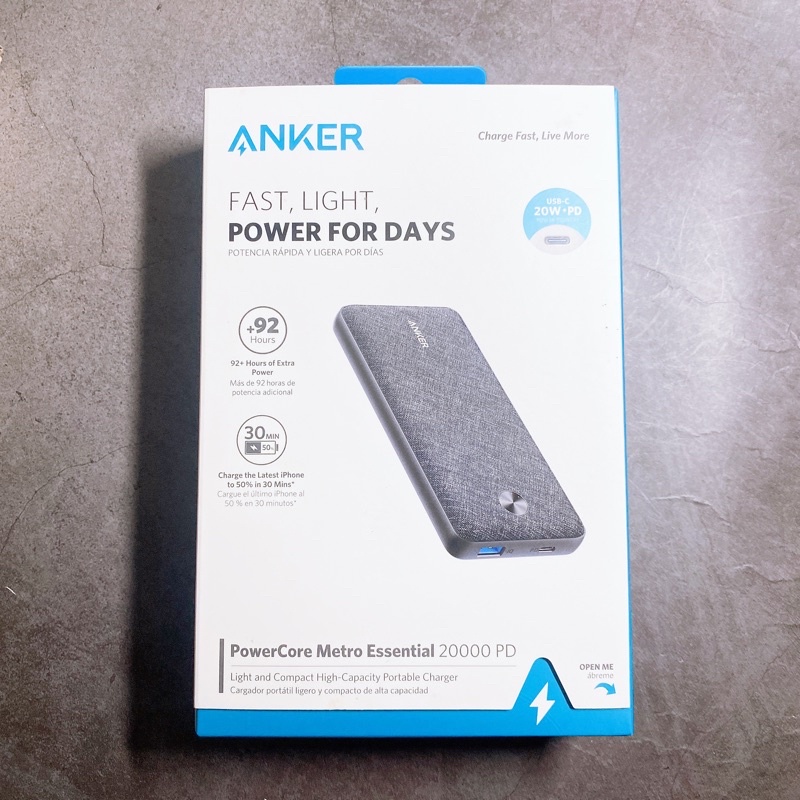 Pin dự phòng Anker 20000mAh Sạc nhanh 20W - A1287 Essential Metro Iphone 11 12 13 Pro Max  Chính hãng