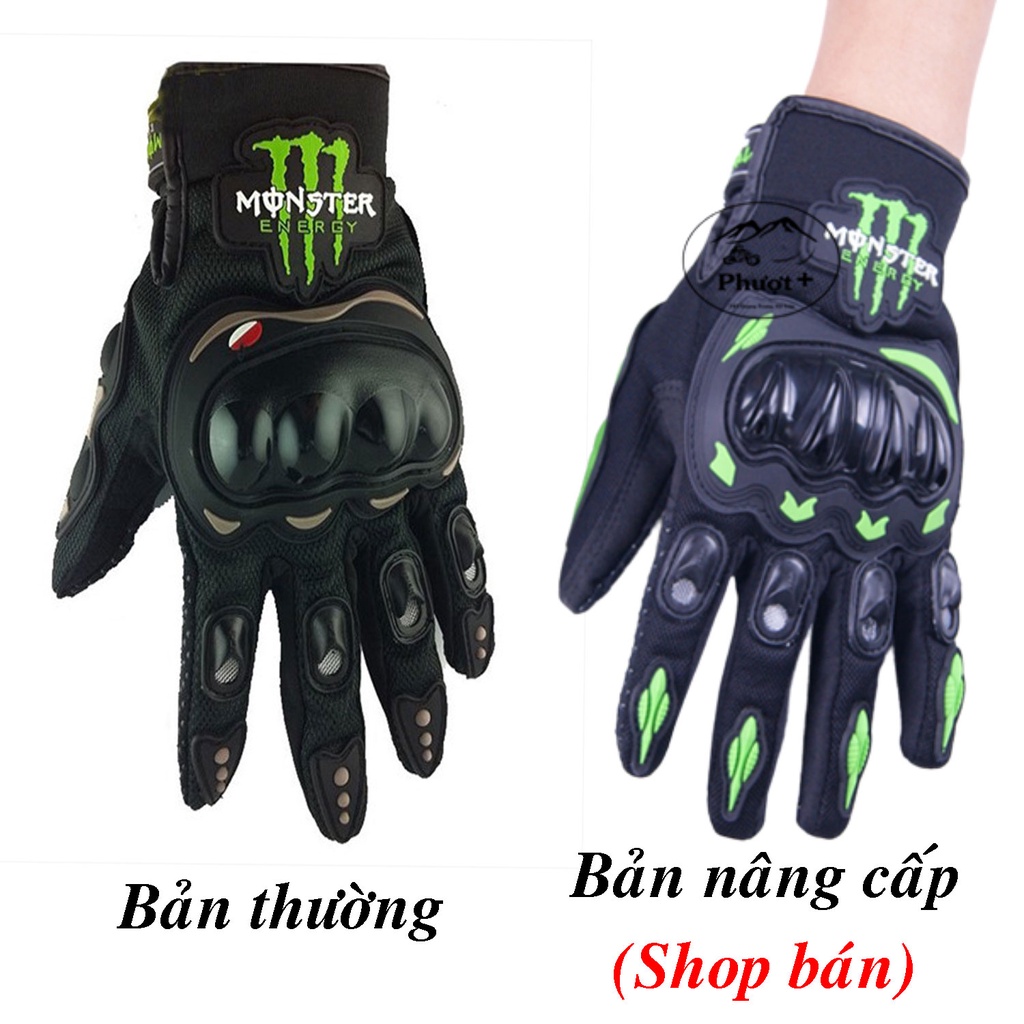 Bao tay phượt dài ngón chống nắng có gù bảo hộ Monster full ngón