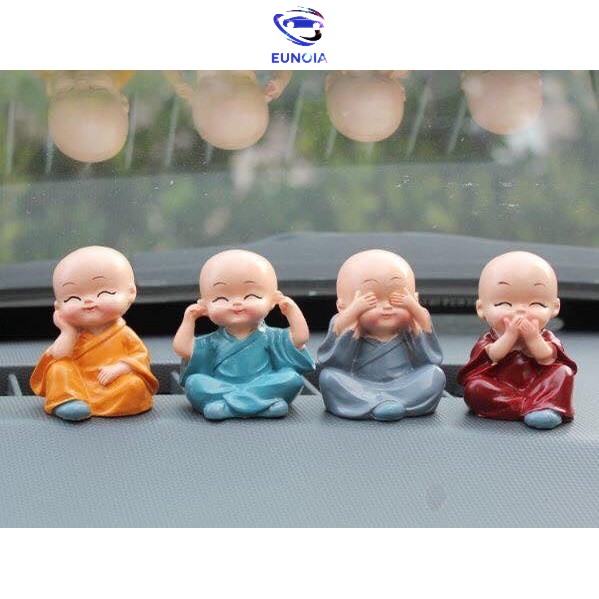 (Video Review) Bộ Tượng Chú Tiểu Hòa Thượng Tứ Không - Phật Phong Thủy Mini 4 Tư Thế, Trang Trí Xe Hơi, Để Bàn Làm Việc
