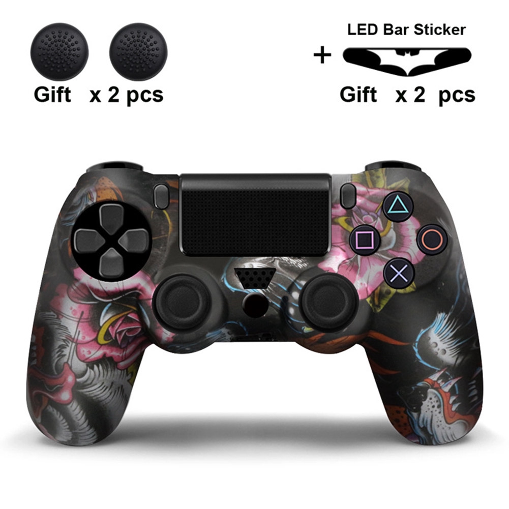 Set 2 Miếng Dán Silicon Bảo Vệ Tay Cầm Chơi Game Ps4 Playstation 4 Pro Slim Kèm 2 Đèn Led