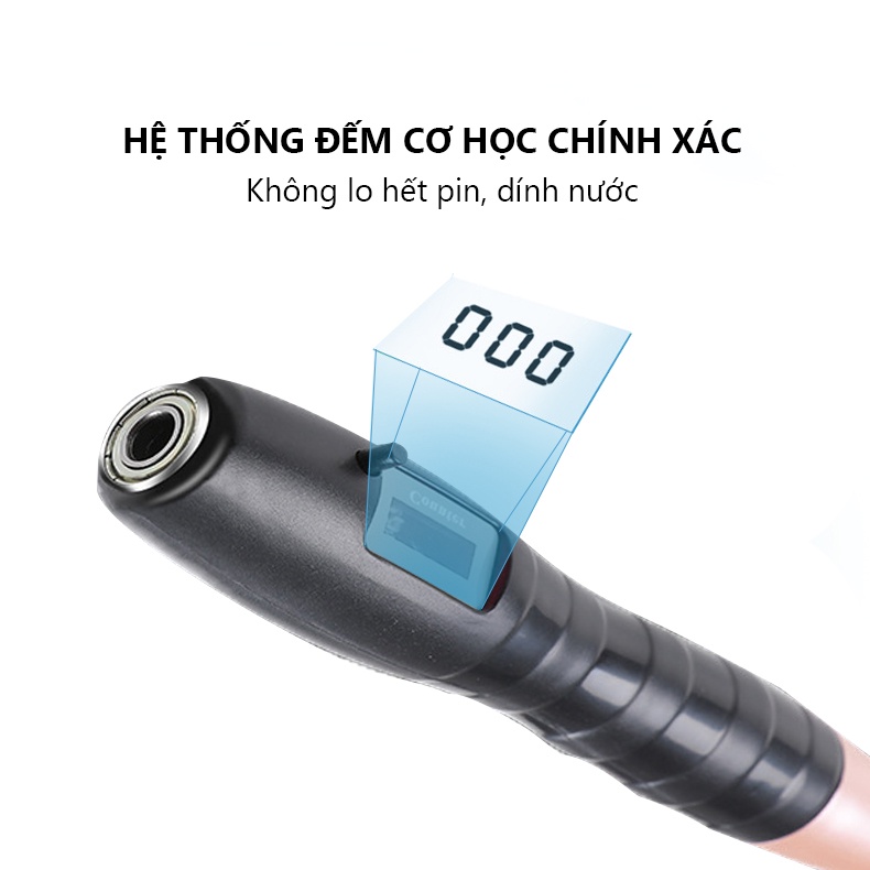 Dây nhảy thể thao, lõi thép Rhino J201 tự động đếm số cơ học, không dùng pin