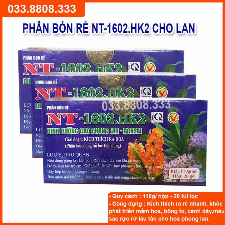 Phân bón túi lọc  NT 1602. K2 ( 20 gói túi lọc) dùng giai đoạn kích thích ra hoa - Chuyên dùng cho phong lan, cây cảnh