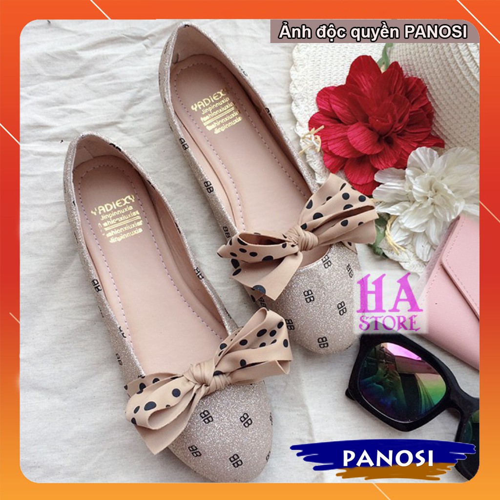 Giày bệt BB gắn nơ siêu xinh lấp lánh