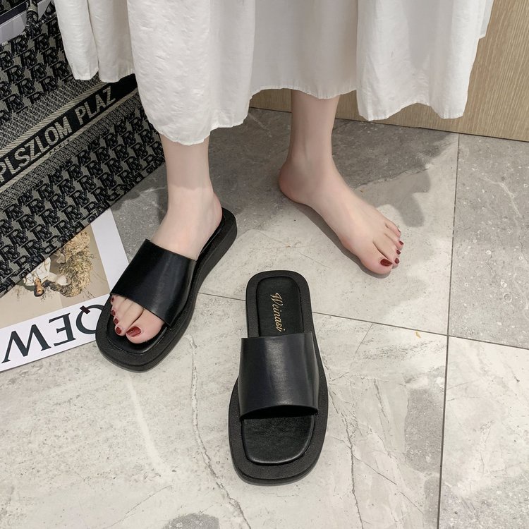 Dép nữ đế bệt, quai ngang dép siêu nhẹ siêu êm có hai màu đen trắng size 35-39  - DB.01