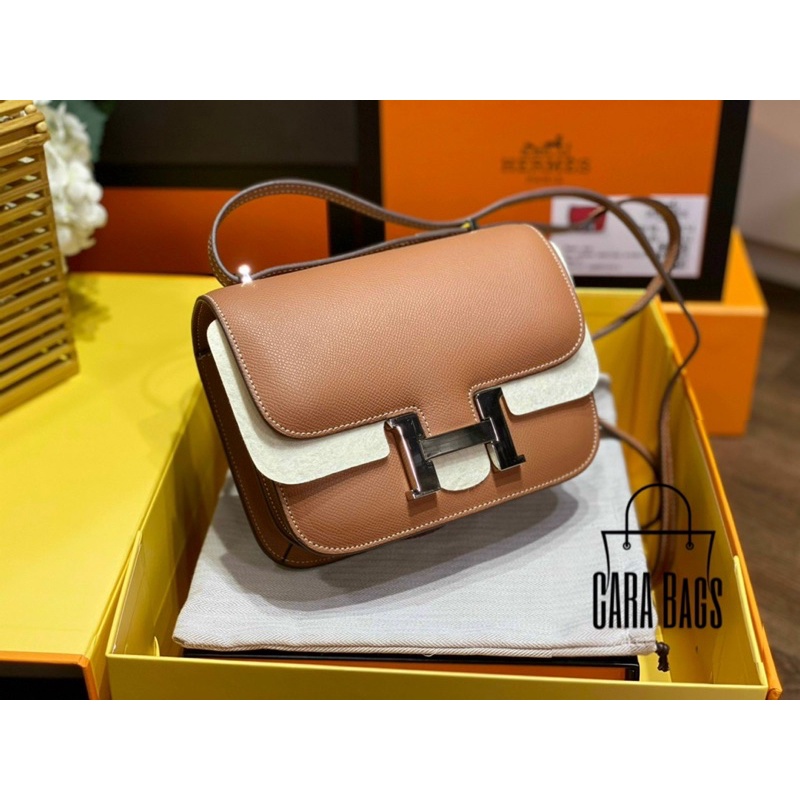 +Túi xách HM đeo chéo da sần, da Epsom size 19 tặng kèm khăn quấn túi