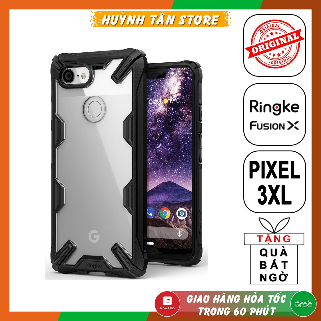 Ốp lưng Google Pixel 3, Pixel 3XL chống sốc Ringke Fusion X chính hãng Korea