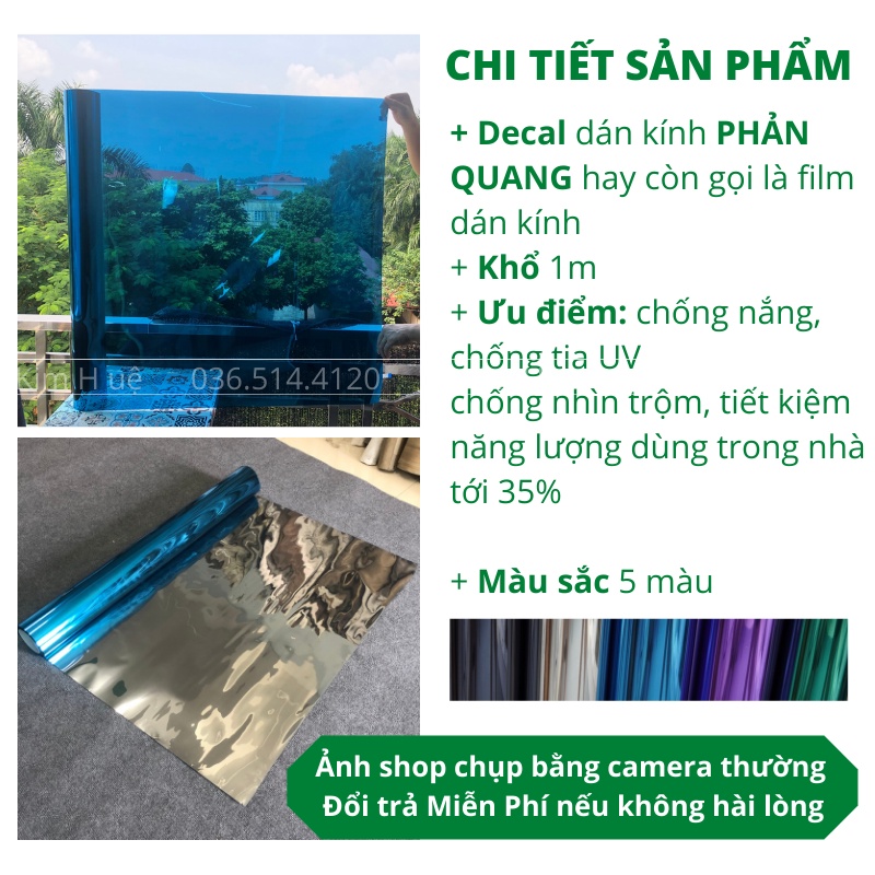 Phim cách nhiệt chống nắng nóng cửa sổ cửa kính Kim Huệ Decor decal phản quang chống chói lóa