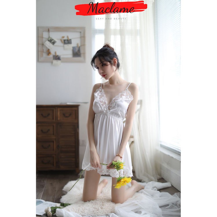 Váy ngủ Đầm ngủ Maclame mặc ở nhà Lụa Satin quyến rũ thoải mái mềm mại DN01 | BigBuy360 - bigbuy360.vn