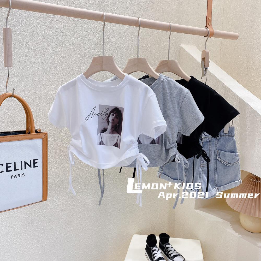 Áo Thun Cotton Ngắn Tay Thiết Kế Mới Thời Trang Mùa Hè Theo Phong Cách Hàn Quốc Dành Cho Bé Gái 2022