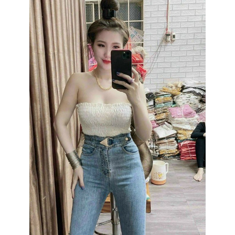 Quần jeans bò đai sắt dáng ôm nhiều màu sắc