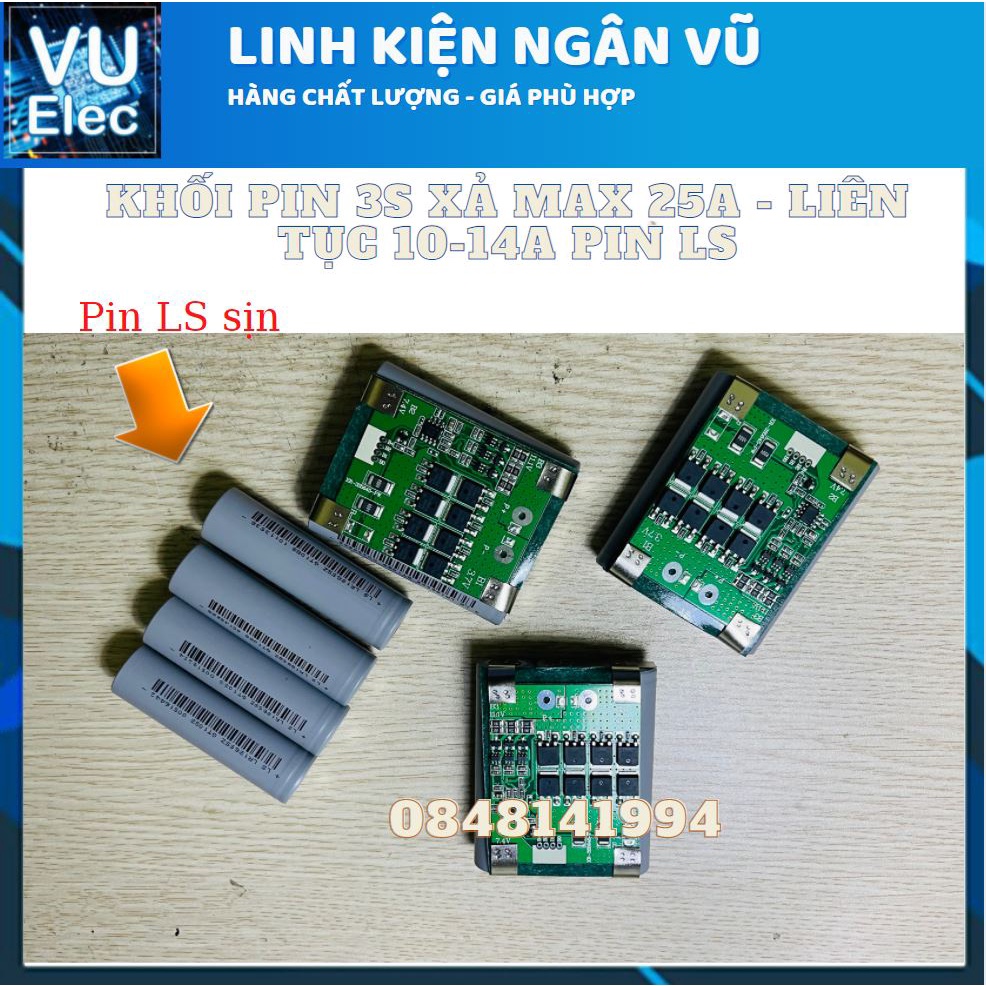 Khối pin Lithium 3S - 4S 12,6v 2000mAH (2AH) dòng xả cao 25A - Sạc nhanh 12.6V2A - Mạch tự cân bằng