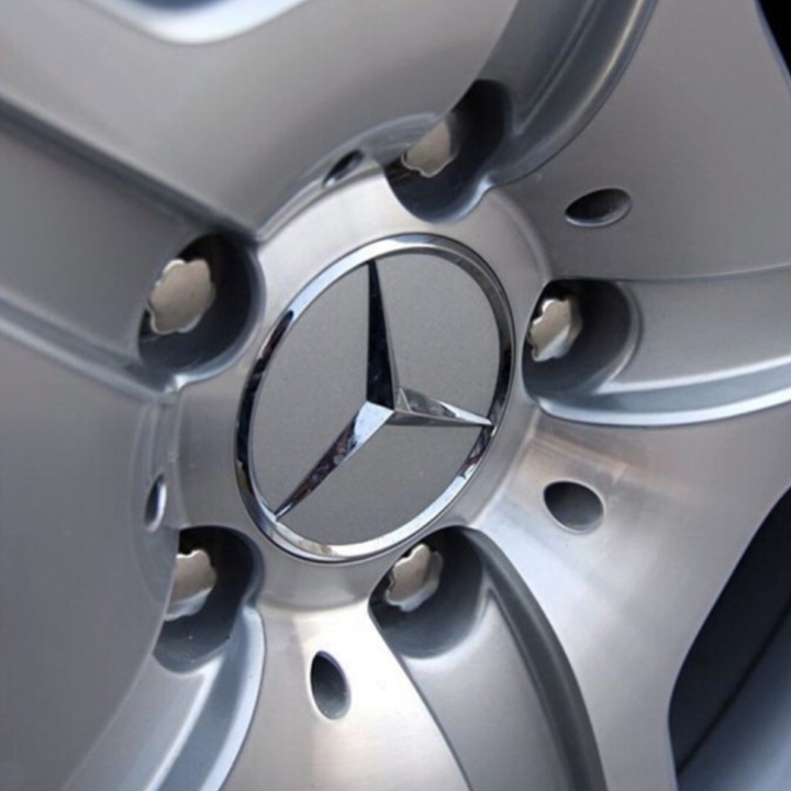 Logo chụp mâm, ốp lazang bánh xe ô tô Mercedes Benz đường kính 75MM