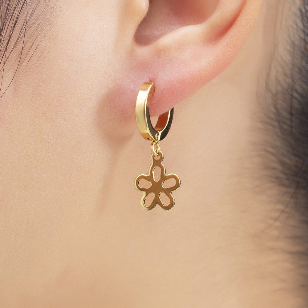 Bông Tai Thời Trang Hình Thánh Giá/Trái Tim Bằng Thép Titan Vàng 18K Cho Nữ