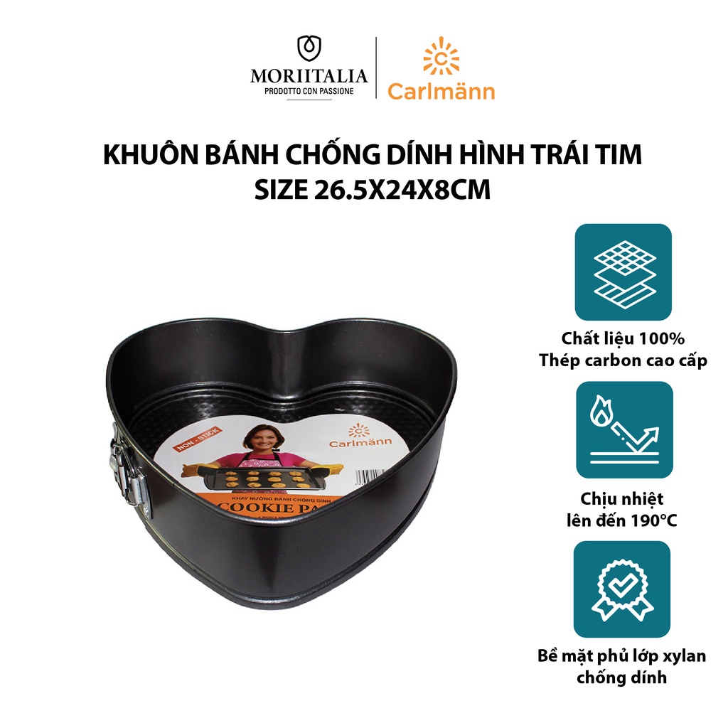 Khuôn bánh chống dính Carlmann tiện lợi hình trái tim Moriitalia SL4008