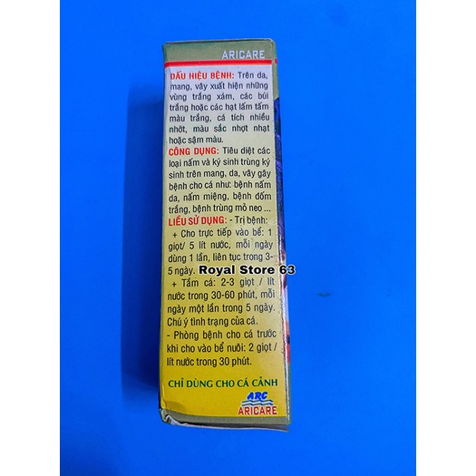 Bensol hỗ trợ nấm trắng kí sinh trùng cho cá cảnh chai 30ml Aricare