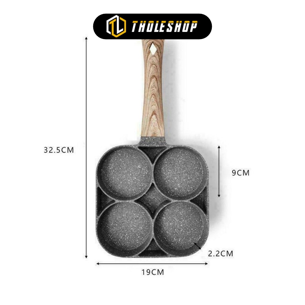 Chảo Làm Bánh - Khuôn Chảo Đá Chống Dính 4 Ngăn Chiên Trứng, Làm Đế Bánh Hamburger 9732