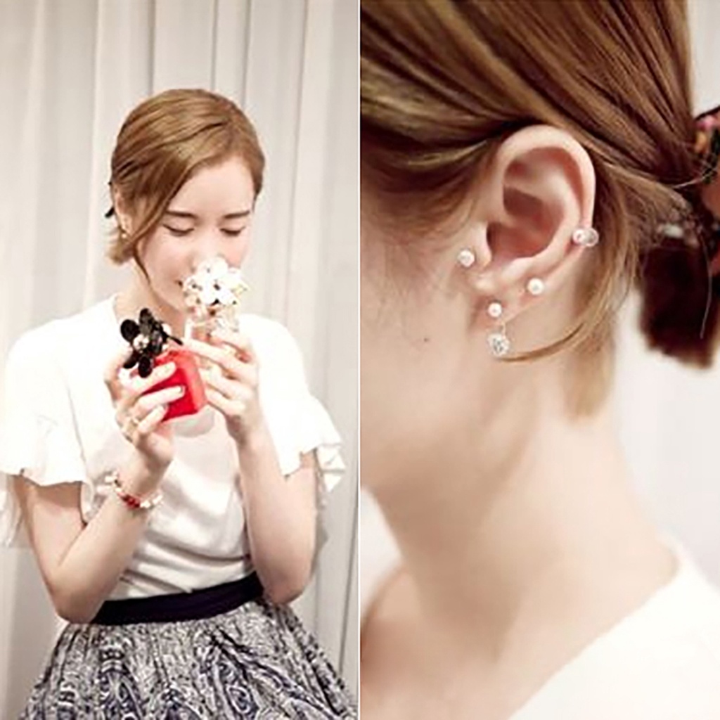 Đôi bông tai đính kim cương và ngọc trai thời trang cho nữ