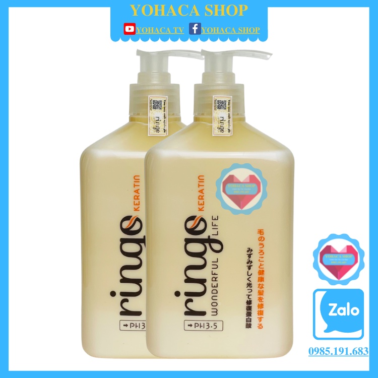 [Tặng mũ ủ cao cấp ]Kem ủ tóc Ringo keratin siêu phục hồi tóc nát 550ml