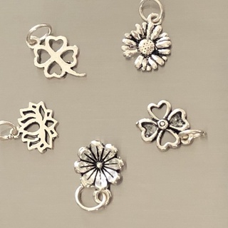 Charm hoa bạc có móc treo - charm bạc 925