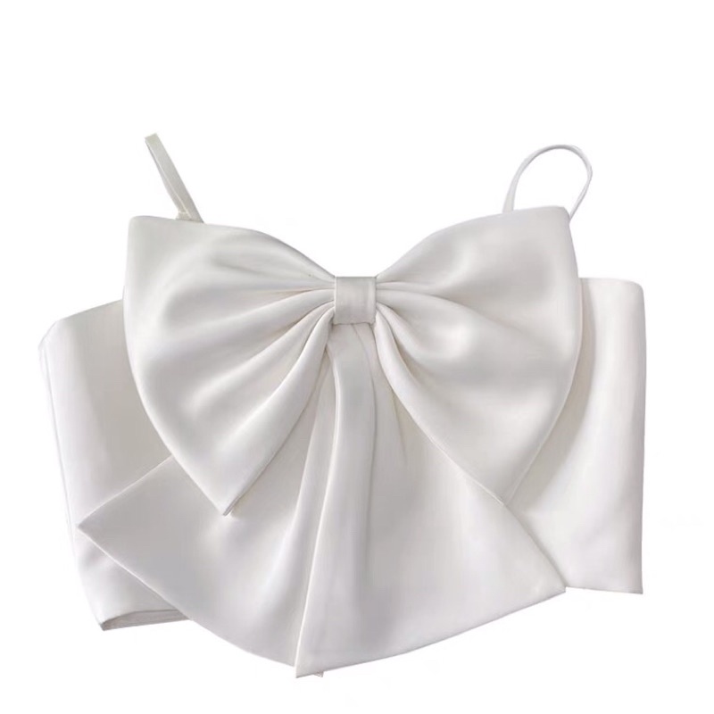 Áo Lụa Crotop 2 Dây Nơ Bản To Trước Ngực Vintage Siêu Xinh mã KM012