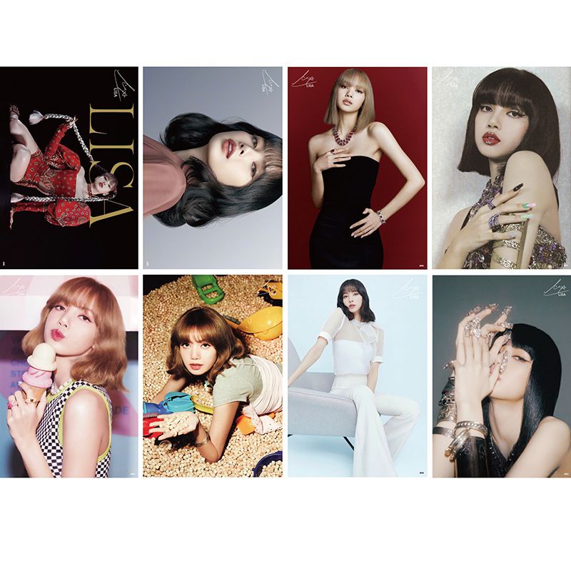 [Tối thiểu 2 tờ có thể trộn và kết hợp các mẫu]​ Poster​Lisa Lisa Lisa Lisa Lisa​ Đen​Hồng​ Size A3