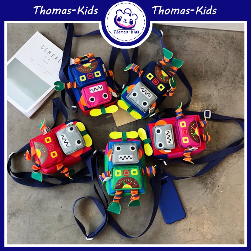 [THOMAS KIDS] Túi đeo chéo dành cho trẻ em dành cho thanh thiếu niên Túi đeo chéo thời trang Robot vui nhộn Túi 3D chống nước cho bé trai bé gái từ 1-10 tuổi