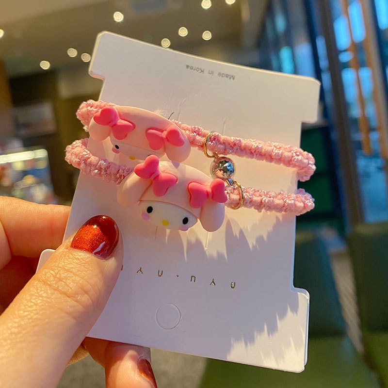 Bộ 2 Dây Buộc Tóc Cao Su Có Nam Châm Hình Gấu / Thỏ Dễ Thương Cho Bé Gái