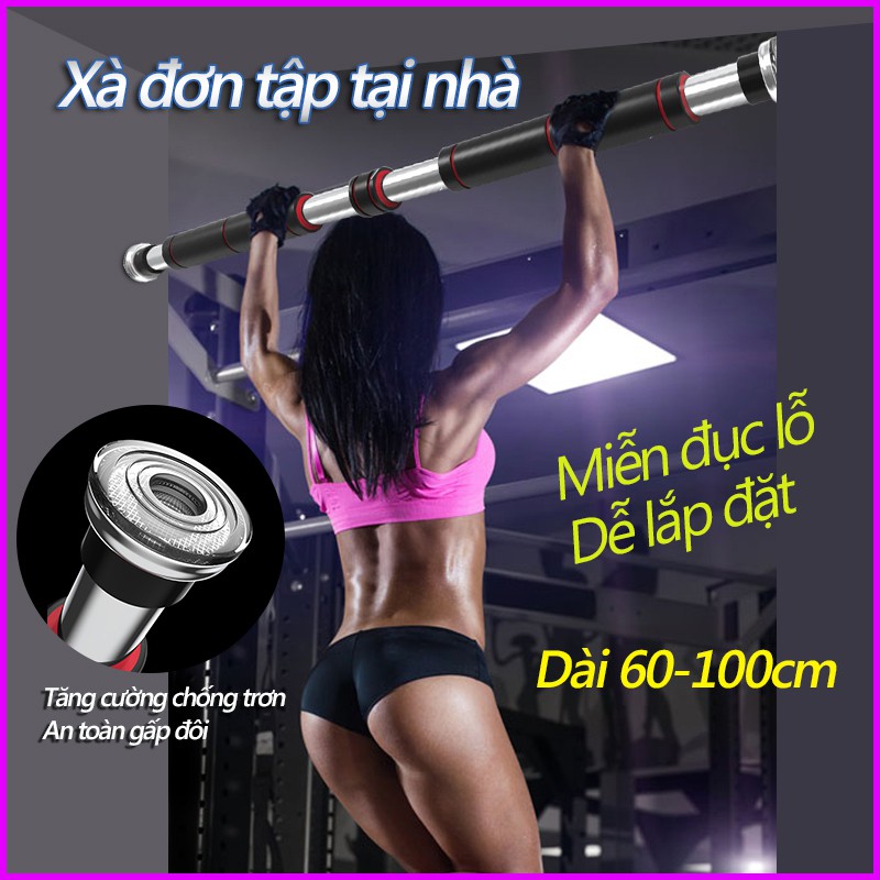 Xà đơn treo tường xà đơn gắn cửa (80-130cm và 60-100cm) miễn khoan tường dễ lắp đặt xà đơn tập tại nhà tiện dụng hai kíc