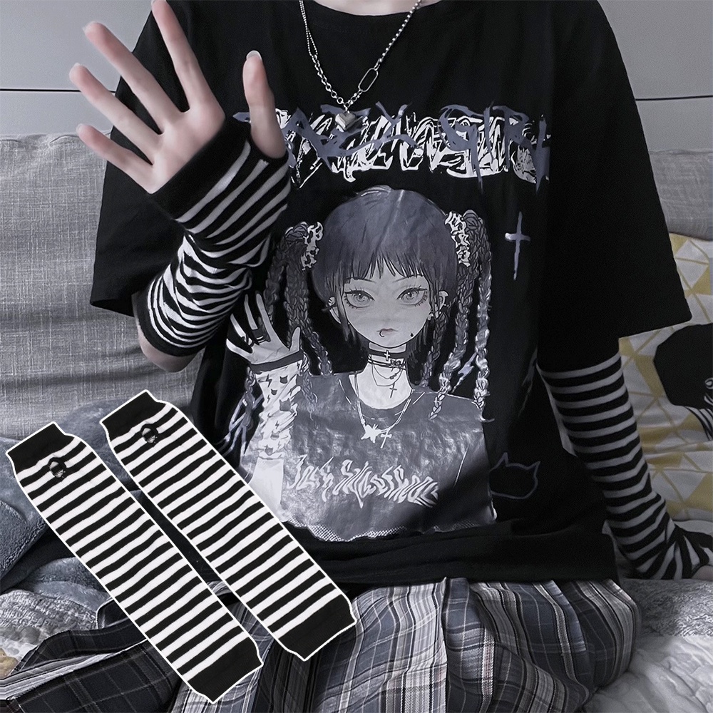 1 Đôi Găng Tay Dài Hở Ngón / Tay Dệt Kim Giữ Ấm / Phong Cách Punk Unisex