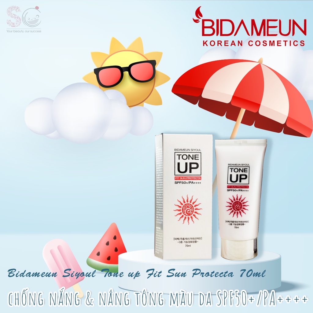 Kem chống nắng và nâng tone da Bidameun Siyoul Tone Up Fit Sun Protecta SPF50+/PA++++ 70ml