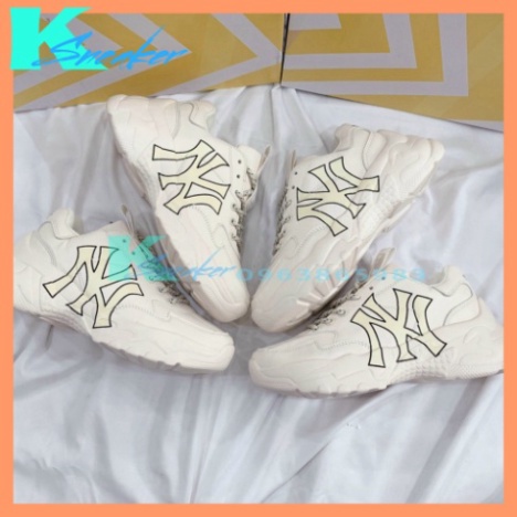 Giày Sneaker MLB NY Đen Đế Nâu, Giày Thể Thao NY Đen Tăng Chiều Cao full box bill